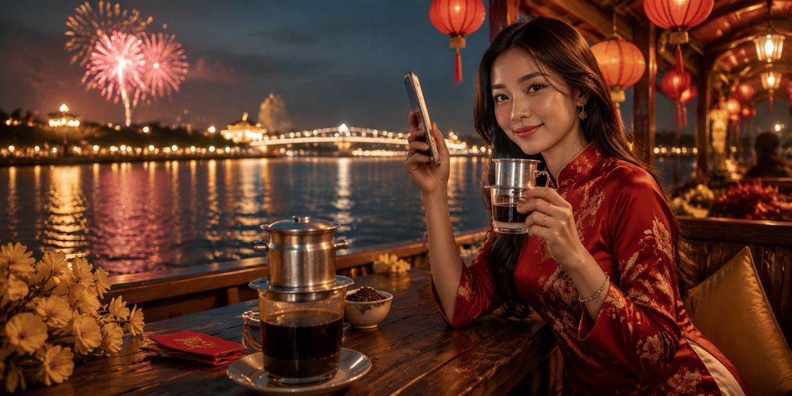 Người dùng tại Huế sử dụng điện thoại để giao dịch tài chính an toàn